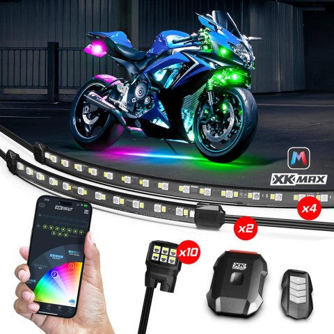 XK Glow LED Accent Lights MX-MOTO-ADV XKmax RGBW 16pc addressable Motorcycle Underglow App Control Light Kit