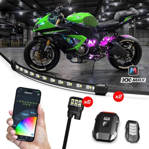 XK Glow LED Accent Lights MX-MOTO-MINI XKmax RGBW 8pc Addressable Motorcycle Underglow App Control Light Kit thumbnail 1