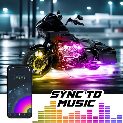 XK Glow LED Accent Lights MX-MOTO-MINI XKmax RGBW 8pc Addressable Motorcycle Underglow App Control Light Kit thumbnail 4
