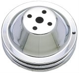 Trans-Dapt Performance Chrome Water Pump Pulleys 9601 Pulley, V-Belt, 2-Groove, Steel, Chrome, Chevy, Small Block, Short Pump, Each thumbnail 1