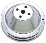 Trans-Dapt Performance Chrome Water Pump Pulleys 9601 Pulley, V-Belt, 2-Groove, Steel, Chrome, Chevy, Small Block, Short Pump, Each thumbnail 2