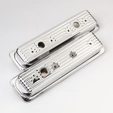 Trans-Dapt Performance Chrome Valve Covers 9702 Covers, Stock Height, Steel, Chrome, Plain, Centerbolt, Chevy, Small Block, Pair thumbnail 2