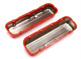 Trans-Dapt Performance Products Valve Covers 9991 Covers, Tall, Steel, Orange Powdercoated, Non-Baffled, Chevrolet, Big Block, Pair thumbnail 1