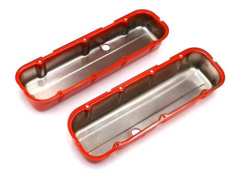 Trans-Dapt Performance Products Valve Covers 9991 Covers, Tall, Steel, Orange Powdercoated, Non-Baffled, Chevrolet, Big Block, Pair