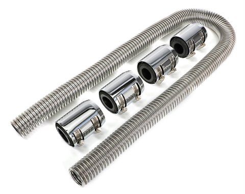Trans-Dapt Performance Stainless Steel Radiator Hose Kits 8207 Hose, Steel, Polished, 48 in. Length, with 1.25 in., 1.50 in. Adapter Ends, Chrome, Each