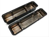 Trans-Dapt Performance Products Valve Covers 8677 CHEVY 350 LOGO TALL ASPHALT BLACK POWDER COATED VALVE COVERS thumbnail 1