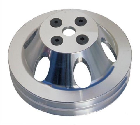 Trans-Dapt Performance Aluminum Water Pump Pulleys 8875 Pulley, V-Belt, 2-Groove, Aluminum, Machined, Chevy, Big Block, Short Pump, Each