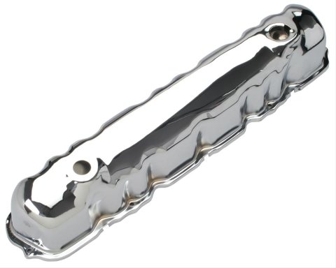 Trans-Dapt Performance Chrome Valve Covers 9338 Cover, Stock Height, Steel, Chrome, Plain, Ford, 144/170/200/250, Each thumbnail 1