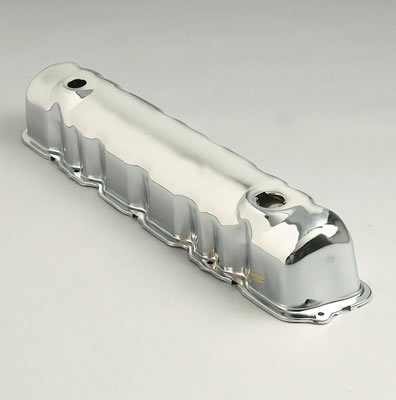 Trans-Dapt Performance Chrome Valve Covers 9338 Cover, Stock Height, Steel, Chrome, Plain, Ford, 144/170/200/250, Each thumbnail 2