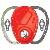 Trans-Dapt Performance Timing Covers 9923 Cover; Chain Cover; Powdercoated Orange; Small Block Chevy; 2 Piece thumbnail 1