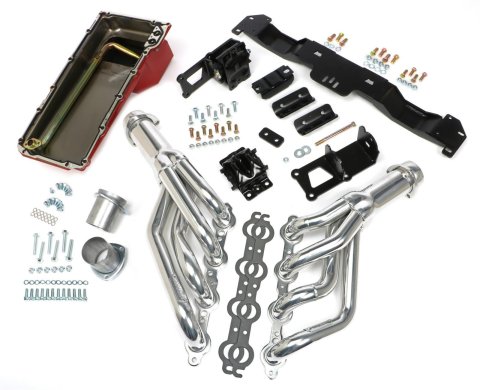 Trans-Dapt Performance Swap-In-A-Box Complete Engine Swap Kits for 1975-1981 CAMARO, FIREBIRD - 42032 Kits, Complete, Mid-length Silver Ceramic Coated Steel Headers, Motor Mounts, Oil Pan, Chevy, Pontiac, 4.8L, 5.3L, 6.0L, Kit