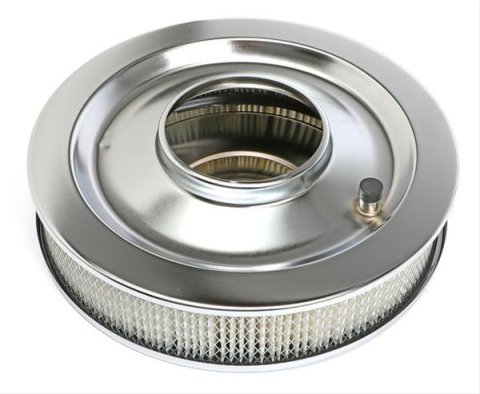 Trans-Dapt Performance Chrome Air Cleaners 2146 Filter Assembly, 14 in. Diameter, Round, Flat Base, Steel, Chrome, 3 in. Filter Height, Each
