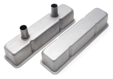Trans-Dapt Performance Circle Track Valve Covers 5532 Covers, Tall, Steel, Natural, Plain, Chevy, Small Block, Pair
