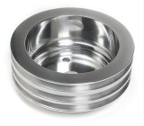 Trans-Dapt Performance Aluminum Crankshaft Pulleys 6058 Pulley, V-Belt, 3-Groove, Aluminum, Polished, Chevy, Small Block, Long Pump, Each thumbnail 2
