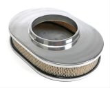 Trans-Dapt Performance Aluminum Air Cleaners 6020 Filter Assembly, Small Oval, Raised Base, Aluminum, Polished, Ball-Milled Design, 2 in. Filter Height, Each thumbnail 1