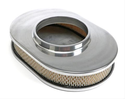 Trans-Dapt Performance Aluminum Air Cleaners 6020 Filter Assembly, Small Oval, Raised Base, Aluminum, Polished, Ball-Milled Design, 2 in. Filter Height, Each