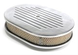 Trans-Dapt Performance Aluminum Air Cleaners 6020 Filter Assembly, Small Oval, Raised Base, Aluminum, Polished, Ball-Milled Design, 2 in. Filter Height, Each thumbnail 2