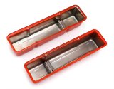Trans-Dapt Performance Products Valve Covers 9971 Covers, Tall, Steel, Orange Powdercoated, Baffled, Chevrolet, Small Block, Pair thumbnail 1