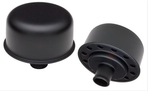 Trans-Dapt Performance PerfectMatch Valve Cover Breathers 8645 Breather, Round, Push-in, Aluminum, Black, Shielded, 2.75 in. Diameter, 0.75 in. Hole Size thumbnail 1
