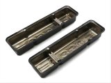 Trans-Dapt Performance Products Valve Covers 8678 CHEVY 350 LOGO SHORT ASPHALT BLACK POWDER COATED VALVE COVERS thumbnail 1