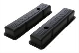 Trans-Dapt Performance Products Valve Covers 8678 CHEVY 350 LOGO SHORT ASPHALT BLACK POWDER COATED VALVE COVERS thumbnail 2