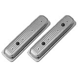 Trans-Dapt Performance Diecast Aluminum Valve Covers 6724 Covers, Stock Height, Cast Aluminum, Polished, Ball-Milled, Centerbolt, Chevy, Small Block, Pair thumbnail 1