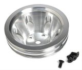 Trans-Dapt Performance Aluminum Water Pump Pulleys 6055 Pulley, V-Belt, 2-Groove, Aluminum, Polished, Chevy, Small Block, Long Pump, Each thumbnail 2