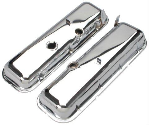 Trans-Dapt Performance Chrome Valve Covers 9503 Covers, Stock Height, Steel, Chrome, Plain, Chevy, Big Block, Pair