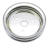 Trans-Dapt Performance Steel Crankshaft Pulleys 9603 Pulley, V-Belt, 2-Groove, 7.3 in., Steel, Chrome, Chevy, Small Block, Short Pump, Each thumbnail 1