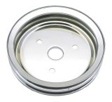 Trans-Dapt Performance Steel Crankshaft Pulleys 9603 Pulley, V-Belt, 2-Groove, 7.3 in., Steel, Chrome, Chevy, Small Block, Short Pump, Each thumbnail 2