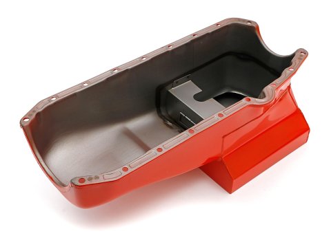 Trans-Dapt Performance Drag Race Oil Pans 9726 Pan, Steel, Orange, 7 qt., Chevy, Small Block, Each