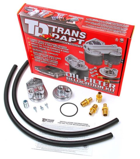 Trans-Dapt Performance Remote Oil Filter Relocation Kits 1113 Kit, Single Filter, 3/4-16 in. Threads, 3/4-16 in. Engine Threads, Kit thumbnail 1