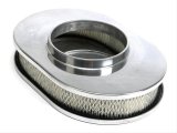 Trans-Dapt Performance Aluminum Air Cleaners 6024 Filter Assembly, Small Oval, Raised Base, Aluminum, Polished, Flame Design, 2 in. Filter Height, Each thumbnail 1