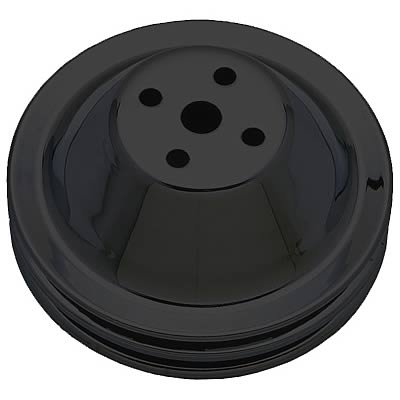 Trans-Dapt Performance Powdercoated Pulleys 8601 Water Pump Pulley, Steel, 2-Groove, 6.4 in. Dia., Satin Black Powdercoat, Chevy, Small Block, Short Pump, Each
