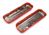 Trans-Dapt Performance Products Valve Covers 9962 CHEVY 502 LOGO SHORT ORANGE POWDER COATED VALVE COVERS thumbnail 1