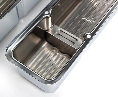 Trans-Dapt Performance Chrome Valve Covers 9841 Covers, Tall, Steel, Chrome, 350 Logo, Chevy, Small Block, Pair