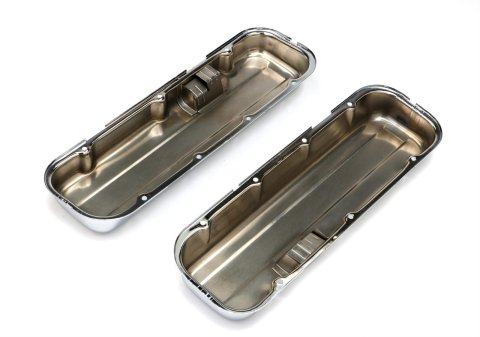 Trans-Dapt Performance Chrome Valve Covers 9236 Covers, Stock Height, Steel, Chrome, Plain, Chevy, Big Block, Pair