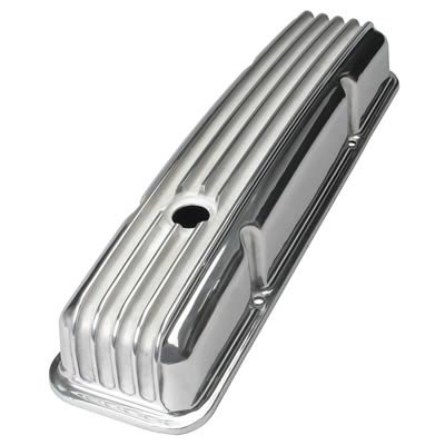Trans-Dapt Performance Finned Aluminum Valve Covers 6603 Covers, Stock Height, Aluminum, Polished, Finned, Chevy, Small Block, Pair thumbnail 2