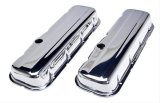 Trans-Dapt Performance Chrome Valve Covers 4966 Covers, Stock Height, Steel, Chrome, Plain, Chevy, Big Block, Pair thumbnail 1