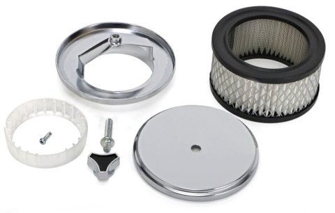 Trans-Dapt Performance Chrome Air Cleaners 2170 Filter Assembly, 4 in. Diameter, Round, Raised Base, Steel, Chrome, 2 in. Filter Height, Each thumbnail 1