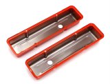 Trans-Dapt Performance Products Valve Covers 9970 Covers, Short, Steel, Orange Powdercoated, Non-Baffled, Chevrolet, Small Block, Pair thumbnail 1