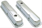 Trans-Dapt Performance Chrome Valve Covers 9298 Covers, Stock Height, Steel, Chrome, Plain, Chrysler, Small Block, Pair thumbnail 1