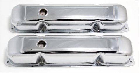 Trans-Dapt Performance Chrome Valve Covers 9299 Covers, Stock Height, Steel, Chrome, Plain, Chrysler, Big Block, Pair