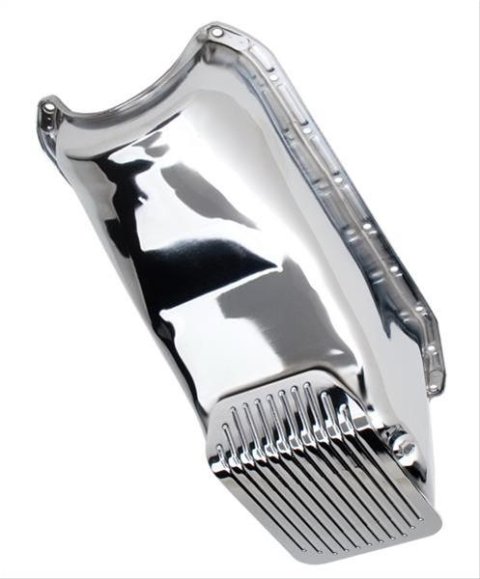 Trans-Dapt Performance Slam-Guard Oil Pans 8912 Pan, Steel, Chrome, 4 qt., Chevy, 5.0/5.7L, Each