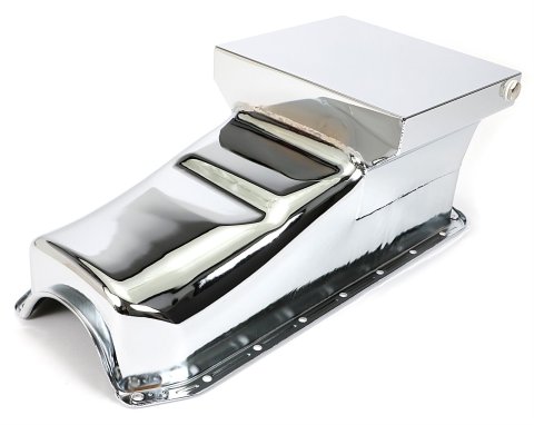Trans-Dapt Performance Drag Race Oil Pans 9725 Pan, Steel, Chrome Plated, 7 qt., Chevy, Small Block, Each thumbnail 1