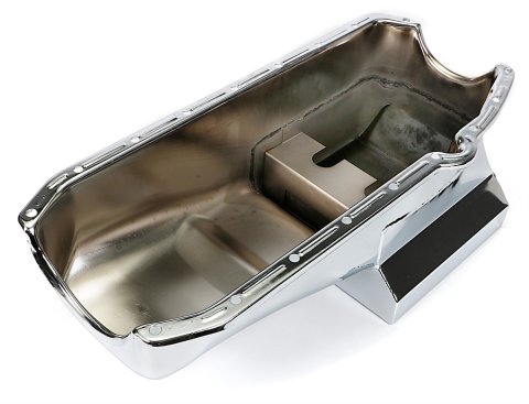 Trans-Dapt Performance Drag Race Oil Pans 9725 Pan, Steel, Chrome Plated, 7 qt., Chevy, Small Block, Each thumbnail 2