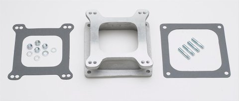 Trans-Dapt Performance Carburetor Adapters 2381 Spacer, 2.125 in. Tall, Open, Aluminum, Natural, Carter, Edelbrock, Holley, Square Bore, Each thumbnail 1