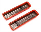 Trans-Dapt Performance Products Valve Covers 9852 CHEVY 350 LOGO SHORT ORANGE POWDER COATED VALVE COVERS thumbnail 1