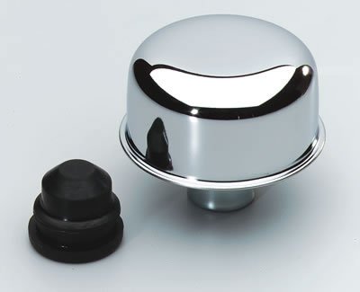 Trans-Dapt Performance Chrome Valve Cover Breathers 4871 Breather, Push-In, Round, Steel, Chrome, Plain, Each