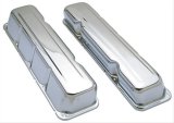 Trans-Dapt Performance Chrome Valve Covers 9174 Covers, Stock Height, Steel, Chrome, Plain, AMC, V8, Pair thumbnail 1
